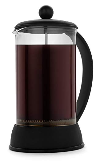 FP Coffee Maker French Press Coffee Maker w/ Glass Carafe and Sturdy Plastic Frame: 34 oz (8 cup) capacity; black