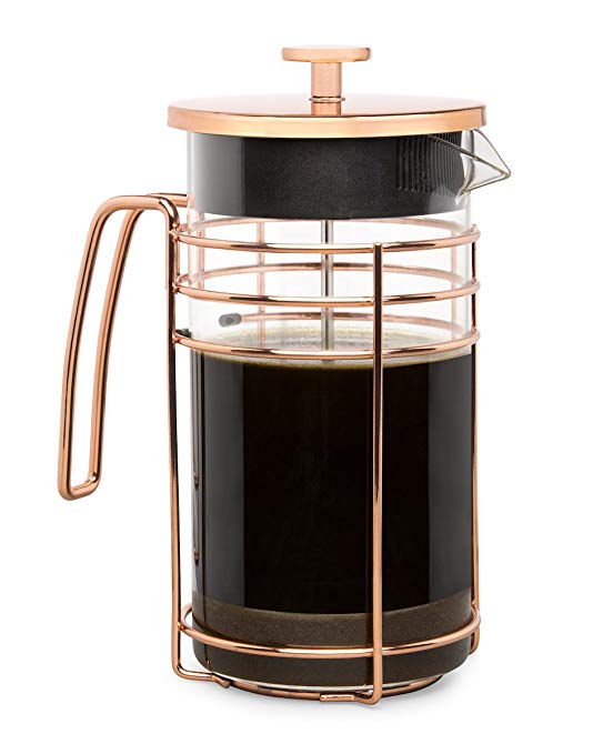 Cantankerous Chef Rose Gold French Press - Large 8 Cup Coffee Press - Best Coffee Maker - Elegant Original Finishing - Sturdy Small Mesh Filter Borosilicate Glass With 3-part Stainless Steel Plunger