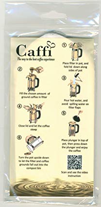 Caffi Paper Coffee Filters for 3 Cup French Press - 4 Packages